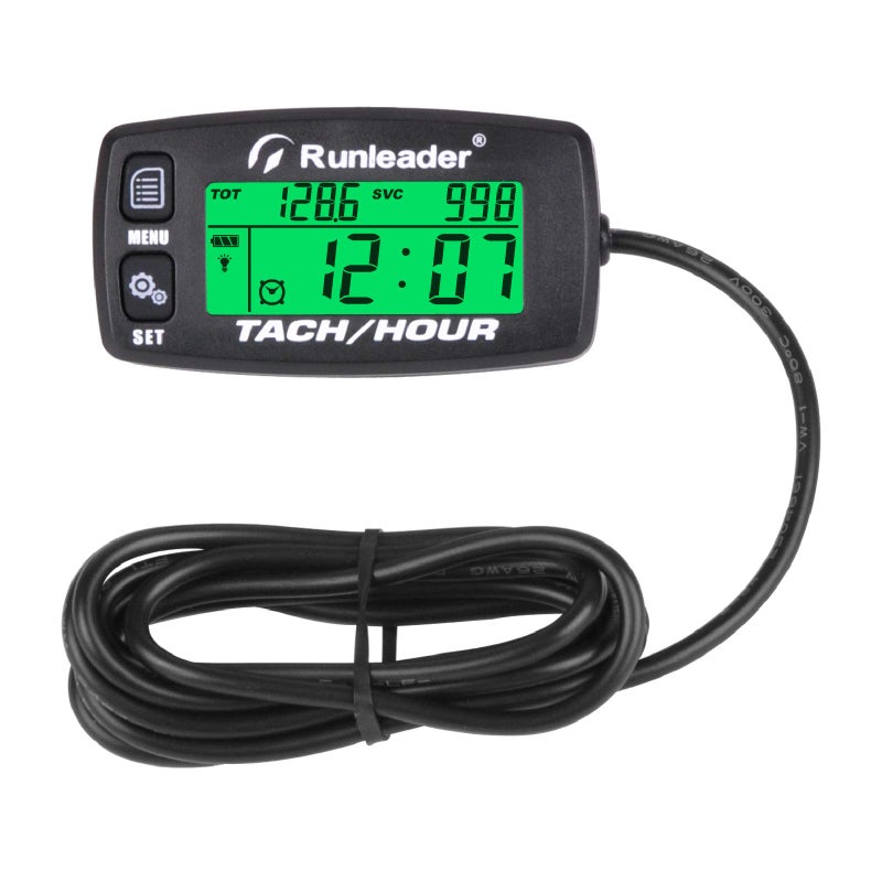 Runleader Digital Maintenance Hour Meter,Hours Accumulate & RPM Record,Backlight Display for Generator Motorcycle Lawn Mower Chainsaw Marine Boat Jet Ski - Image 1